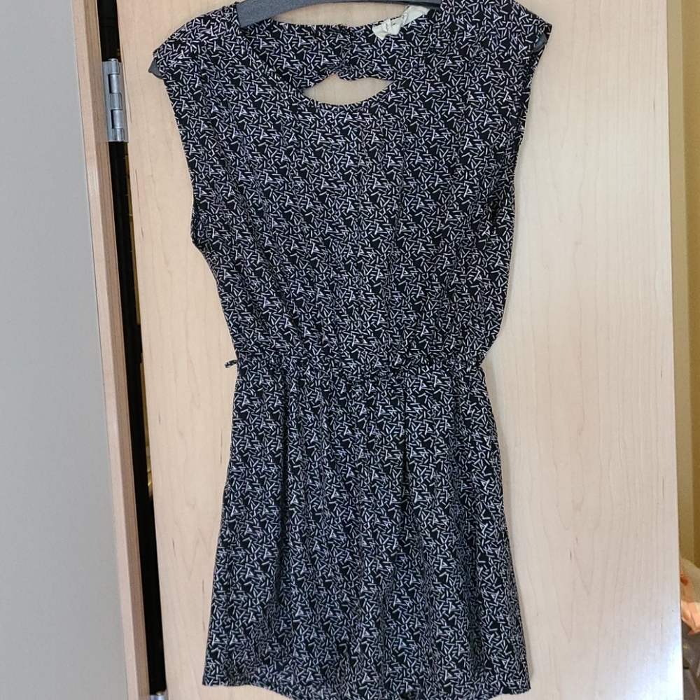 Open back black and white romper